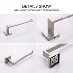 Square Hand Towel Holder Ring Wall Mounted Modern Towel Bar Bathroom Kitchen - Home & Garden > Bathroom Accessories >