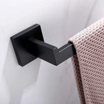 Square Hand Towel Holder Ring Wall Mounted Modern Towel Bar Bathroom Kitchen Black - Home & Garden > Bathroom