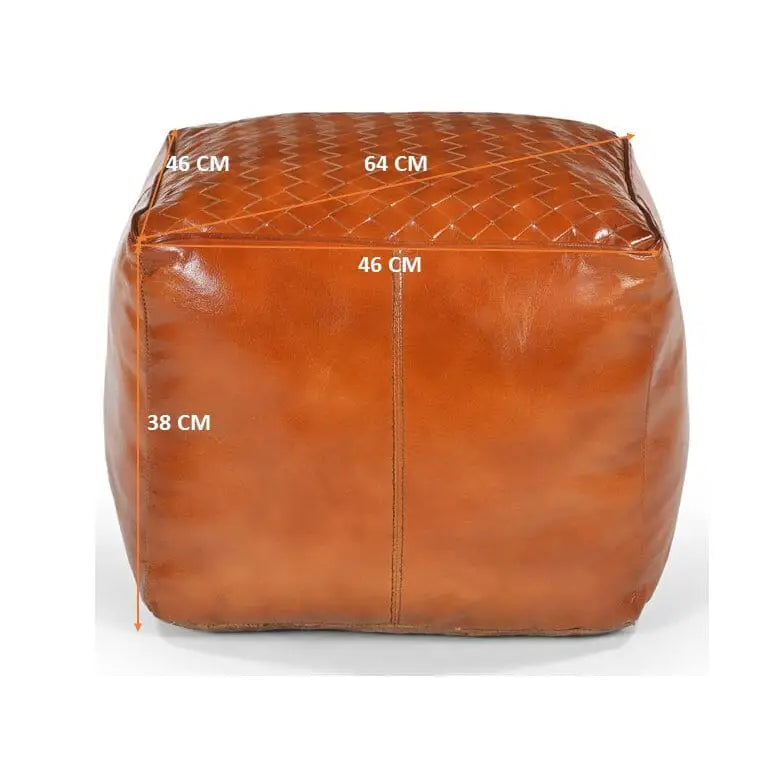 SQUARE LATTICED LEATHER OTTOMAN - Furniture > Living Room > Ottomans & Footstools