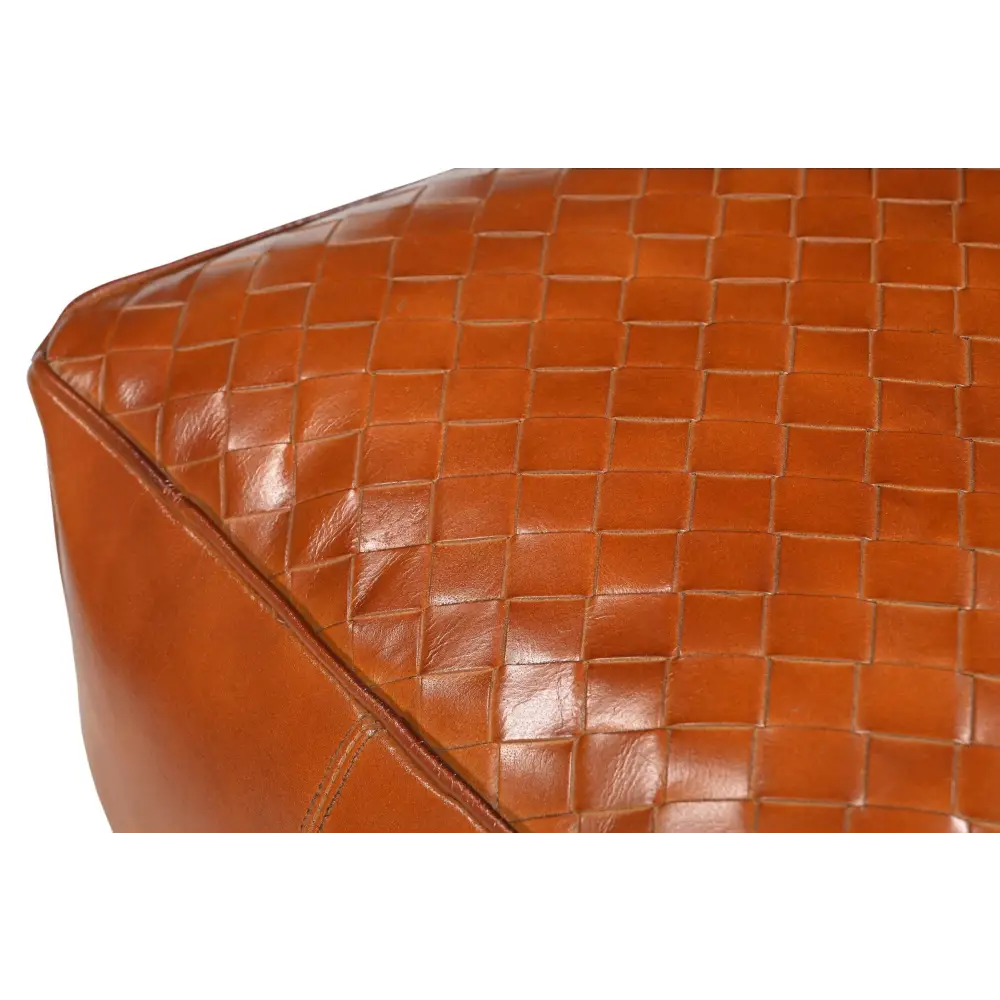 SQUARE LATTICED LEATHER OTTOMAN - Furniture > Living Room > Ottomans & Footstools