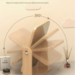 Square Rotating Mirror Tabletop Makeup Mirror - Large Wooden Swivel Vanity Mirror for Desk - Home & Garden > Decor >