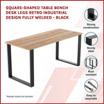 Square-Shaped Table Bench Desk Legs Retro Industrial Design Fully Welded - Black - Furniture > Office