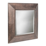 Square Wall Mirror with Croc Pattern Frame in Copper Finish - Furniture > Living Room