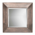 Square Wall Mirror with Croc Pattern Frame in Copper Finish - Furniture > Living Room