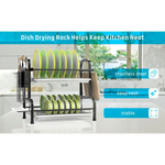 Stainless Steel 2-Tier Dish Drying Rack with Utensil Holder Cutting Board Holder and Dish Drainer for Kitchen Counter