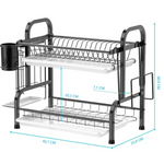 Stainless Steel 2-Tier Dish Drying Rack with Utensil Holder Cutting Board Holder and Dish Drainer for Kitchen Counter