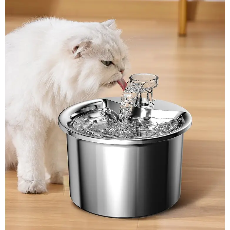 Stainless Steel Automatic Pet Water Fountain with USB Plug Filter Cartridge Set and Auto Power-Off Function - Pet Care