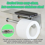 Stainless Steel Double Toilet Paper Holder Towel Roll Tissue Rack Storage Shelf - Home & Garden > DIY > Kitchen &