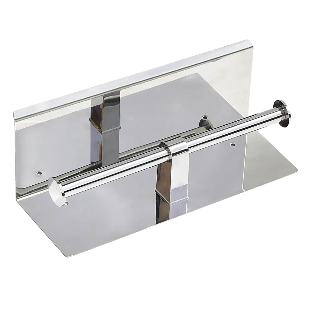 Stainless Steel Double Toilet Paper Holder Towel Roll Tissue Rack Storage Shelf - Home & Garden > DIY > Kitchen &