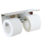 Stainless Steel Double Toilet Paper Holder Towel Roll Tissue Rack Storage Shelf - Home & Garden > DIY > Kitchen &