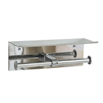 Stainless Steel Double Toilet Paper Holder Towel Roll Tissue Rack Storage Shelf - Home & Garden > DIY > Kitchen &