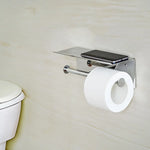 Stainless Steel Double Toilet Paper Holder Towel Roll Tissue Rack Storage Shelf - Home & Garden > DIY > Kitchen &