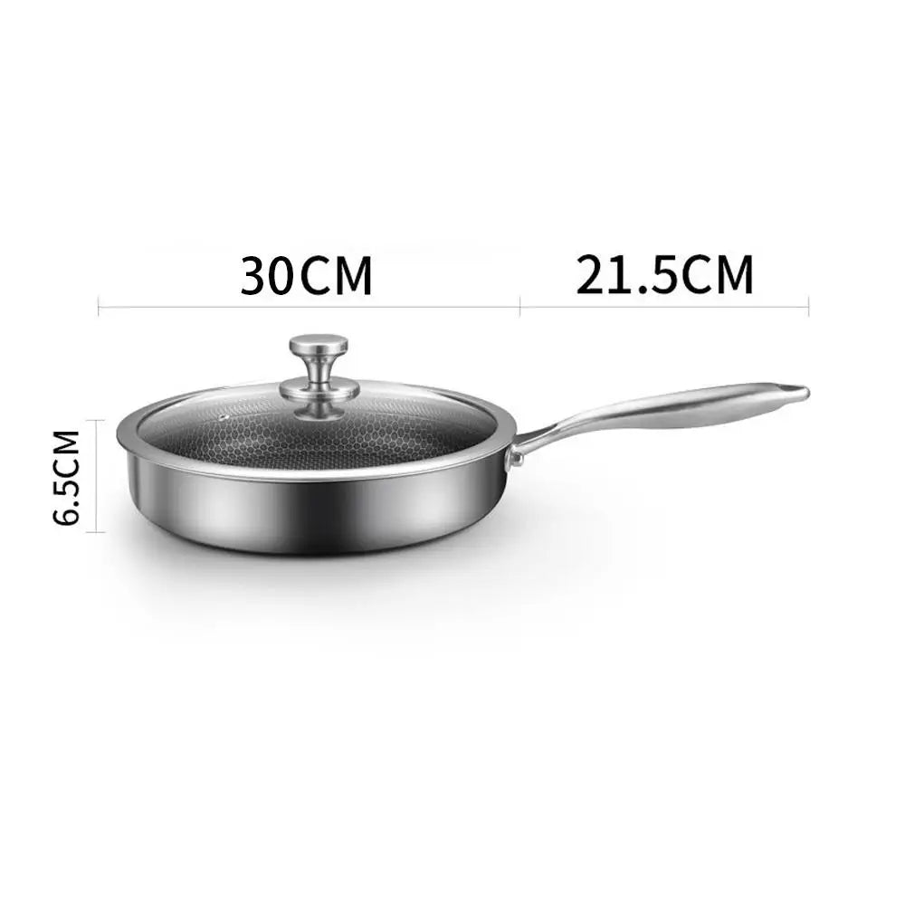 Stainless Steel Frying Pan Non-Stick Cooking Frypan Cookware 30cm Honeycomb Single Sided - Home & Garden > Kitchenware