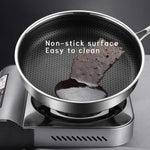 Stainless Steel Frying Pan Non-Stick Cooking Frypan Cookware 30cm Honeycomb Single Sided - Home & Garden > Kitchenware