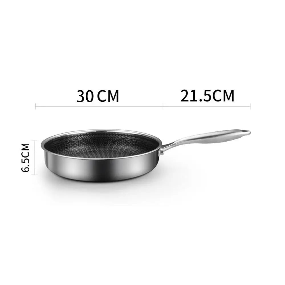 Stainless Steel Frying Pan Non-Stick Cooking Frypan Cookware 30cm Honeycomb Single Sided - Home & Garden > Kitchenware