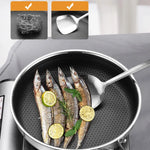 Stainless Steel Frying Pan Non-Stick Cooking Frypan Cookware 30cm Honeycomb Single Sided - Home & Garden > Kitchenware
