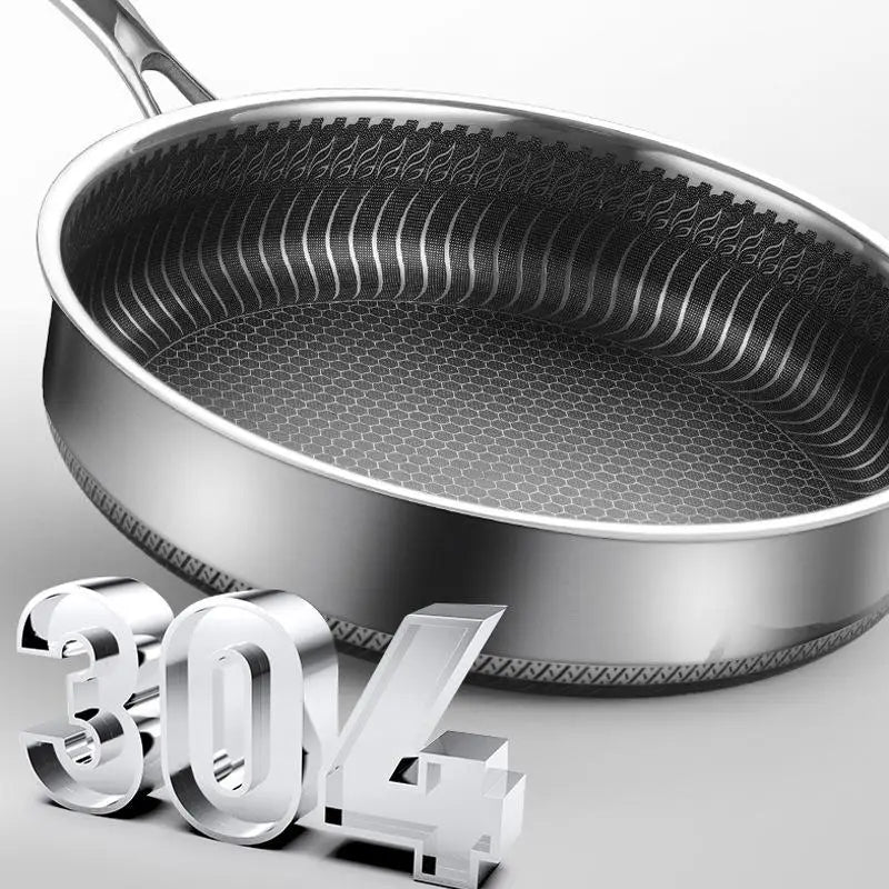 Stainless Steel Frying Pan Non-Stick Cooking Frypan Cookware 30cm Honeycomb Double Sided - Home & Garden > Kitchenware