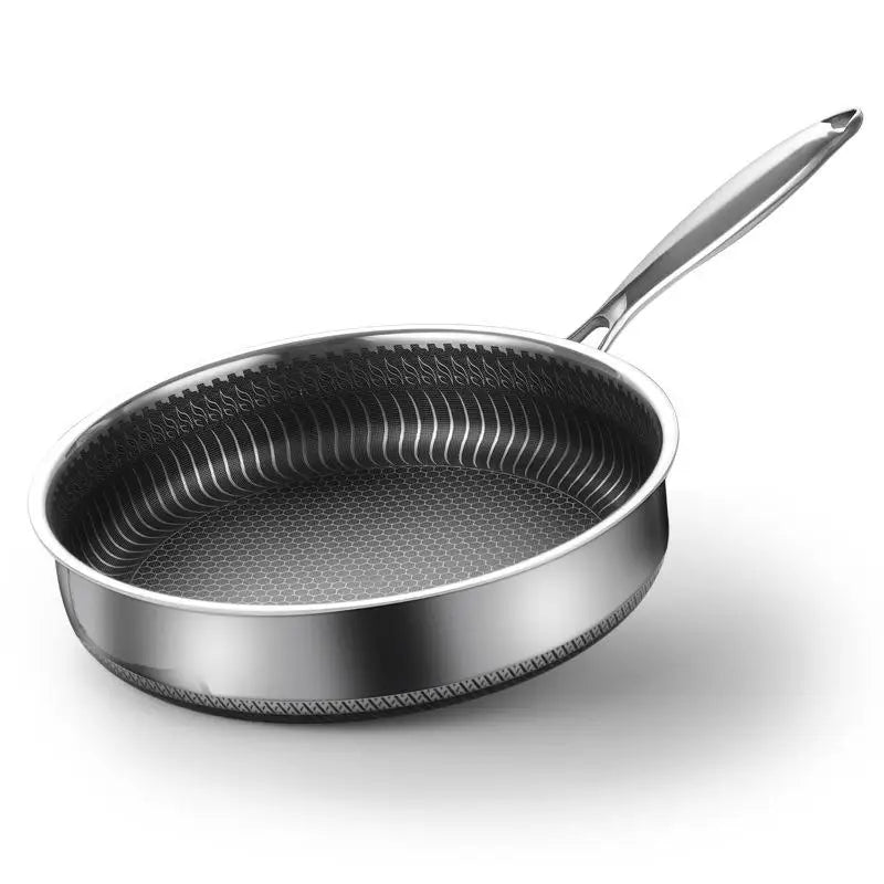 Stainless Steel Frying Pan Non-Stick Cooking Frypan Cookware 30cm Honeycomb Double Sided - Home & Garden > Kitchenware