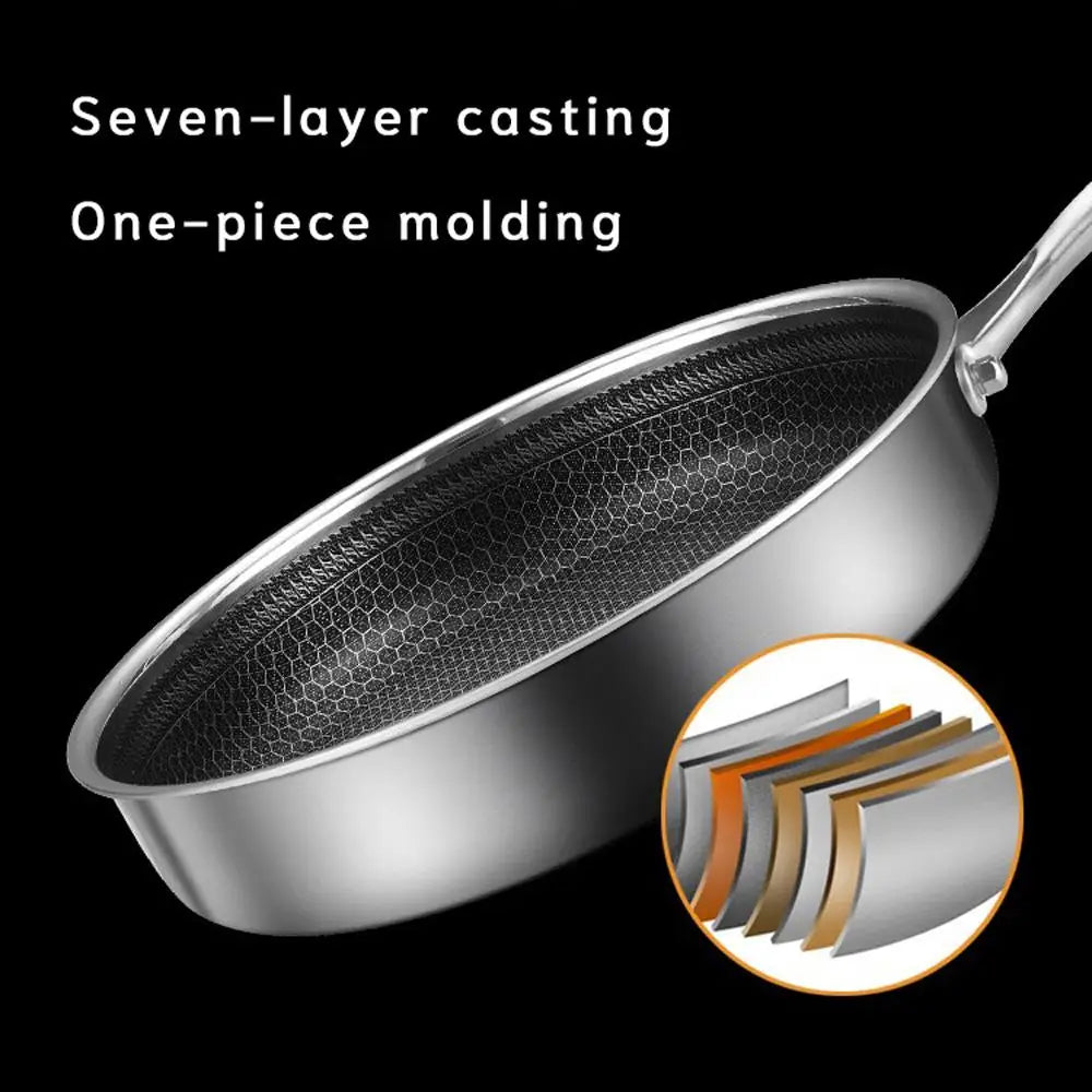 Stainless Steel Frying Pan Non-Stick Cooking Frypan Cookware 30cm Honeycomb Single Sided - Home & Garden > Kitchenware