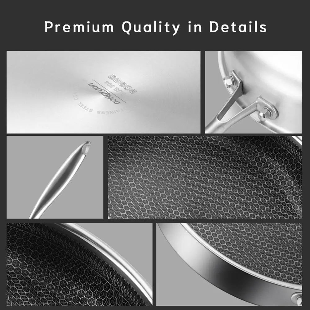 Stainless Steel Frying Pan Non-Stick Cooking Frypan Cookware 30cm Honeycomb Single Sided - Home & Garden > Kitchenware