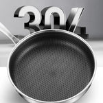 Stainless Steel Frying Pan Non-Stick Cooking Frypan Cookware 30cm Honeycomb Single Sided - Home & Garden > Kitchenware
