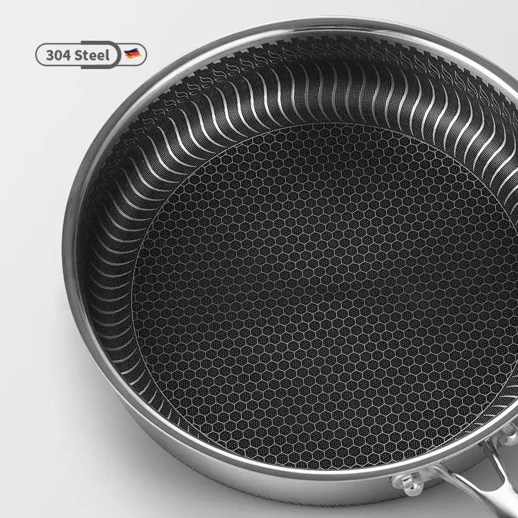 Stainless Steel Frying Pan Non-Stick Cooking Frypan Cookware 30cm Honeycomb Double Sided - Home & Garden > Kitchenware