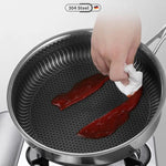 Stainless Steel Frying Pan Non-Stick Cooking Frypan Cookware 30cm Honeycomb Double Sided - Home & Garden > Kitchenware