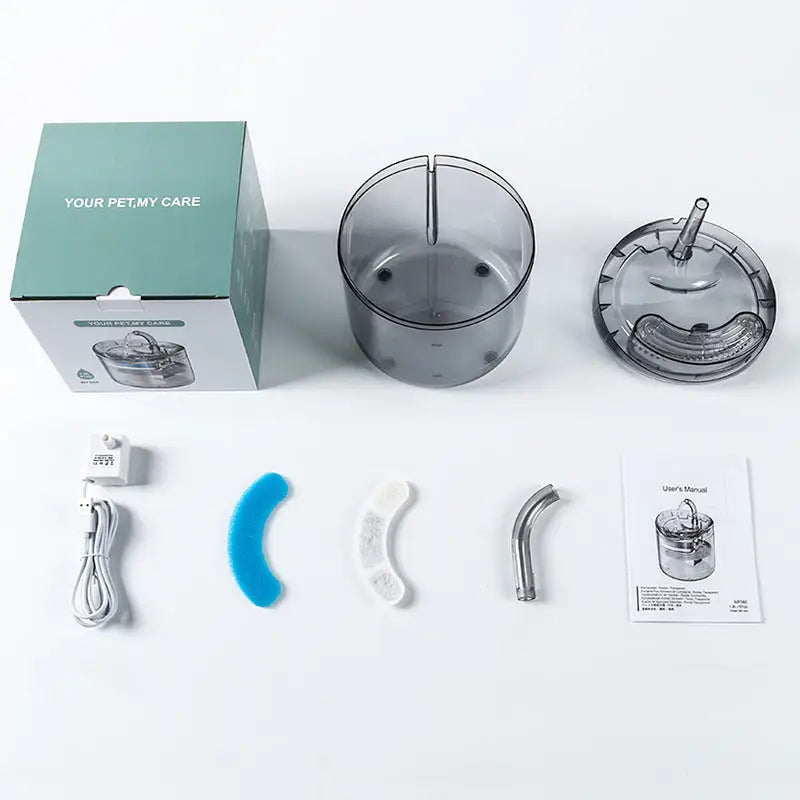 Standard Version Pet Water Fountain with USB Interface and Certified Plug – Transparent Design - Pet Care > Cat