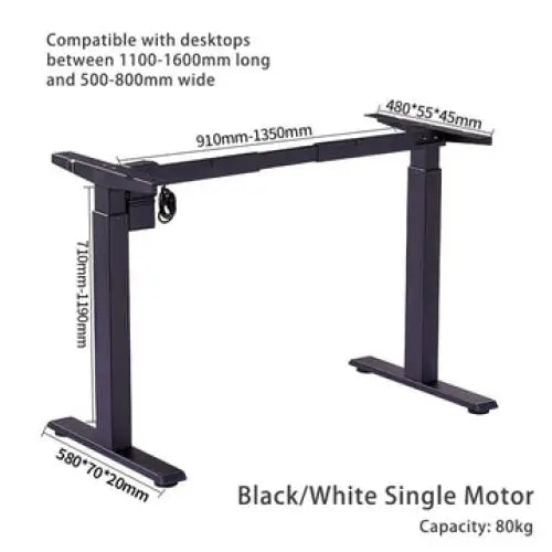 Standing Desk Height Adjustable Sit Stand Motorised Dual Black Motors Frame Top - Furniture > Office