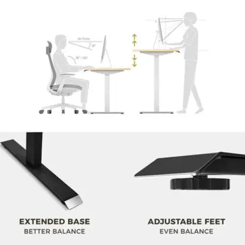 Standing Desk Height Adjustable Sit Stand Motorised Dual Black Motors Frame Top - Furniture > Office