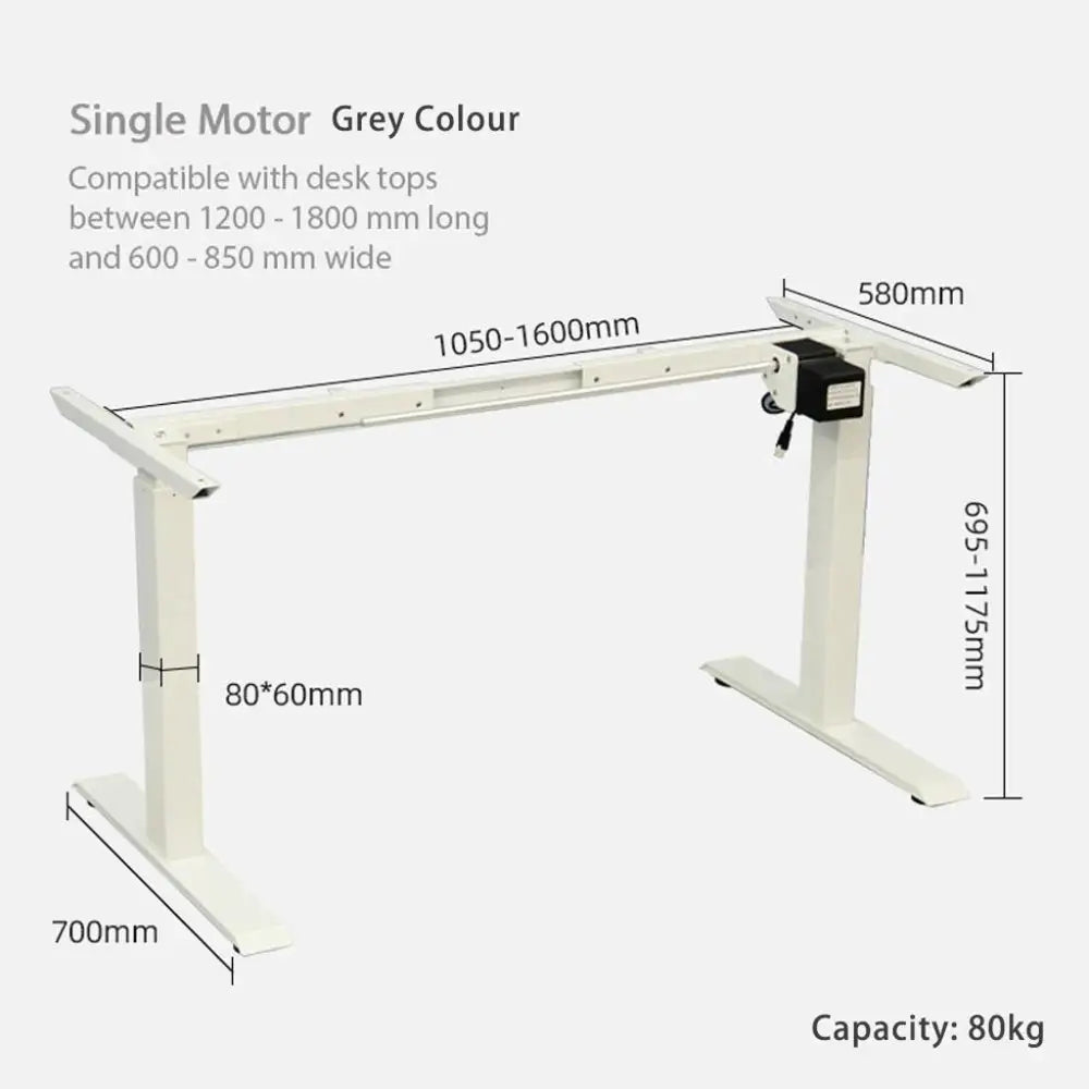 Standing Desk Height Adjustable Sit Stand Motorised Grey Dual Motors Frame 120cm Black Top - Furniture > Office