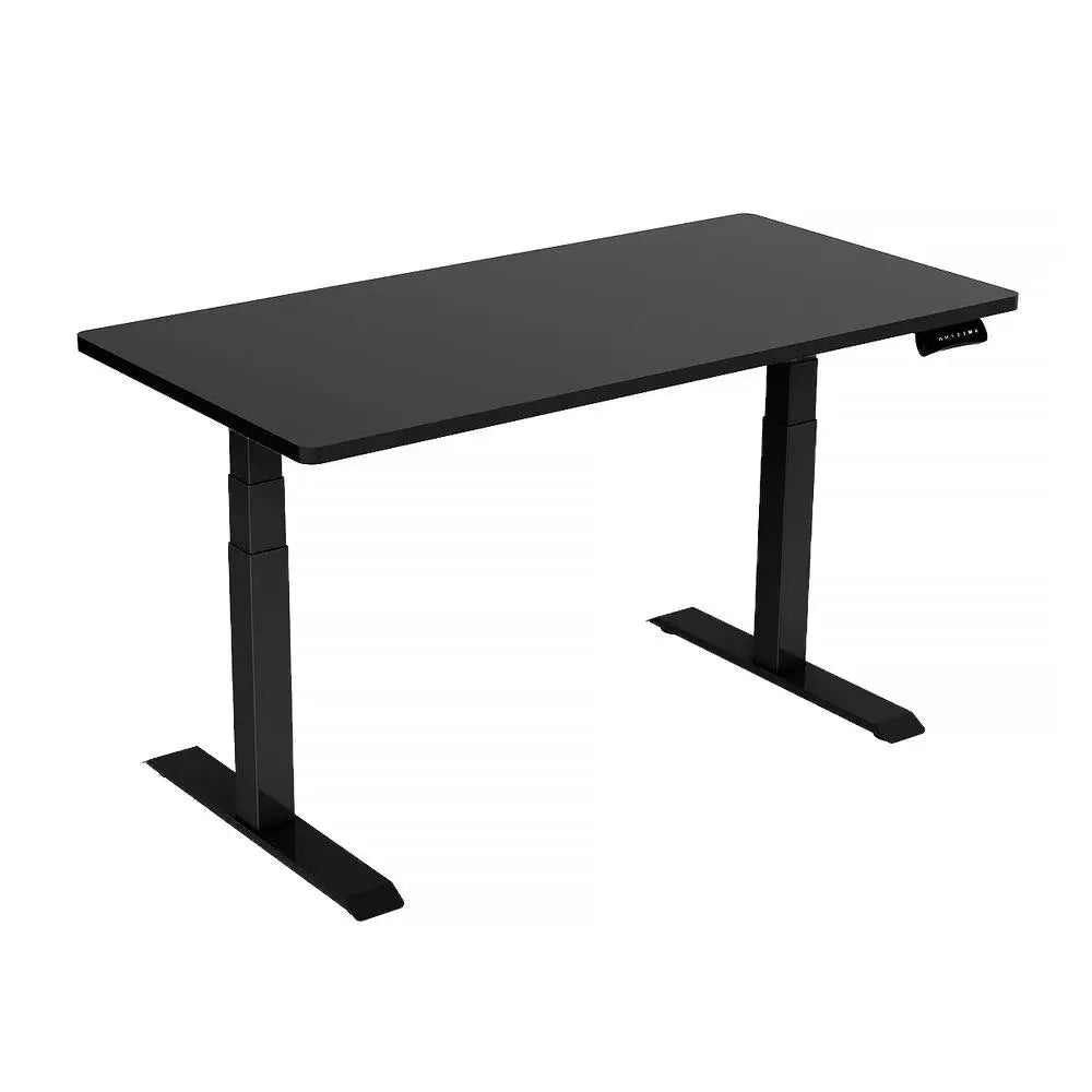 Standing Desk Height Adjustable Sit Stand Motorised Single Grey Motor Frame Maple Top - Furniture > Office
