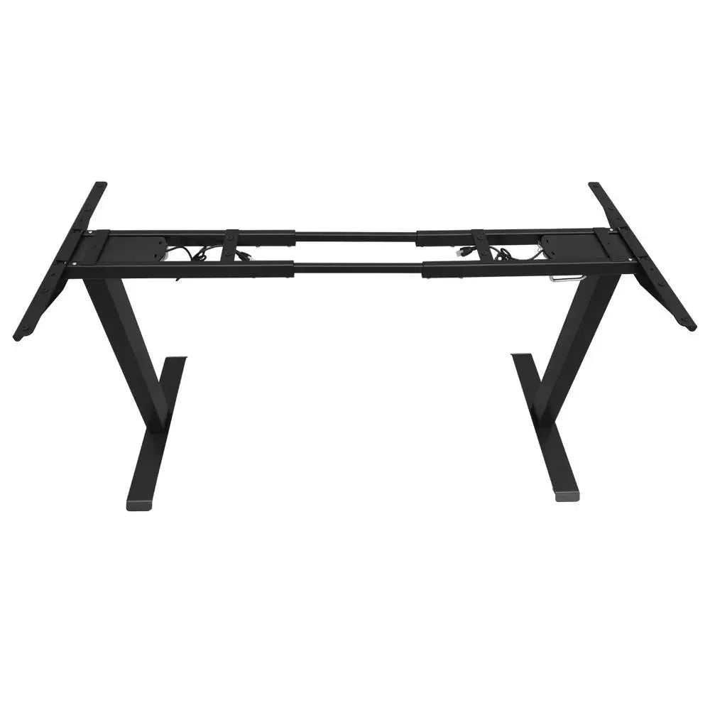 Standing Desk Height Adjustable Sit Stand Motorised Single Grey Motor Frame Black Top - Furniture > Office