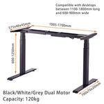 Standing Desk Height Adjustable Sit Stand Motorised Single White Motor Frame 120cm Black Top - Furniture > Office