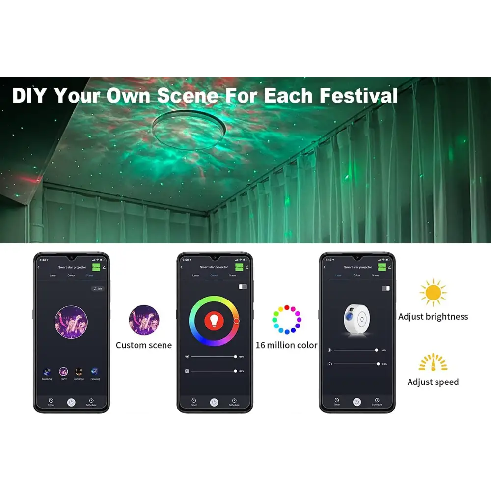 Star Projector Galaxy Light Bedroom connected with Alexa and Google Home - Home & Garden > Home & Garden Others