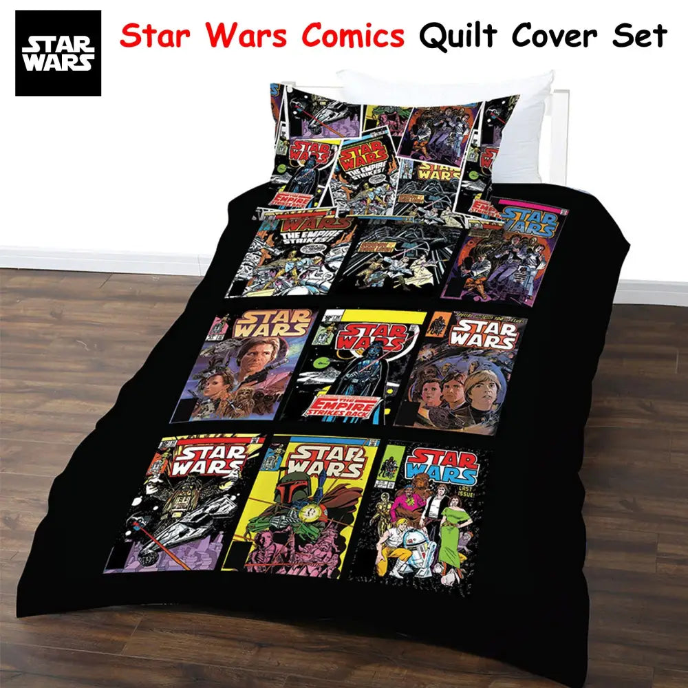 Star Wars Comics Quilt Cover Set Double - Home & Garden > Bedding