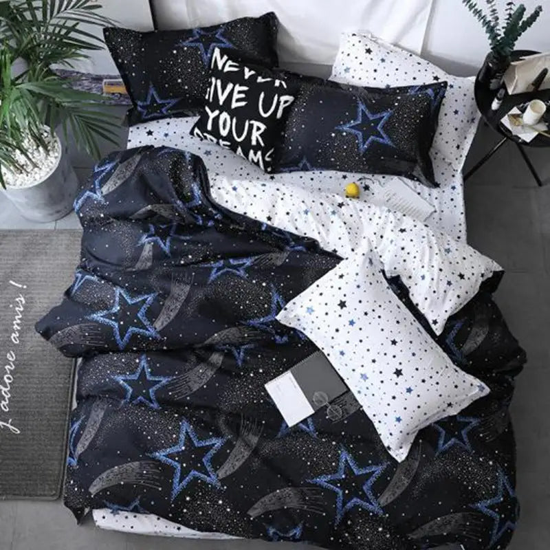 Starry Duvet Cover - 3 Piece Bedding Set (with Corner Ties)Quilt cover 230cm x 230cm pillowcase 51 x 92cm - Home &