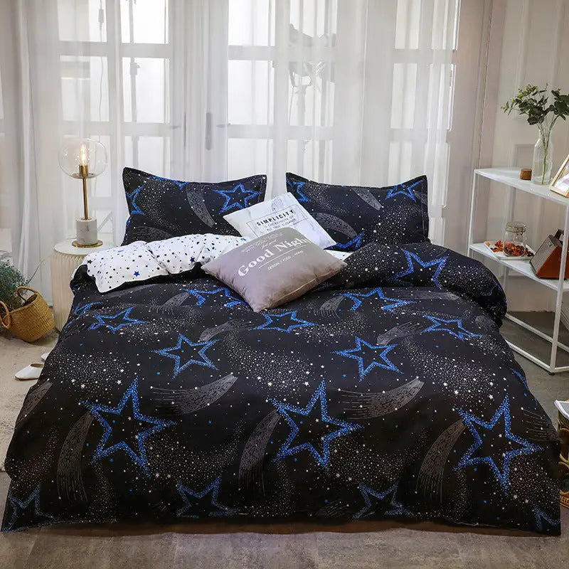Starry Duvet Cover - 3 Piece Bedding Set (with Corner Ties)Quilt cover 230cm x 230cm pillowcase 51 x 92cm - Home &