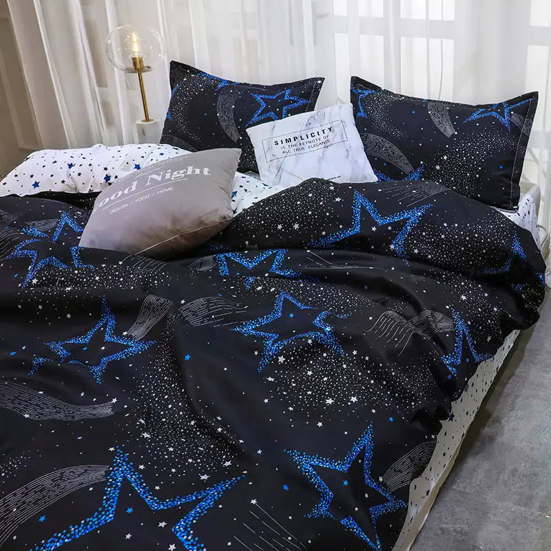 Starry Duvet Cover - 3 Piece Bedding Set (with Corner Ties)Quilt cover 230cm x 230cm pillowcase 51 x 92cm - Home &