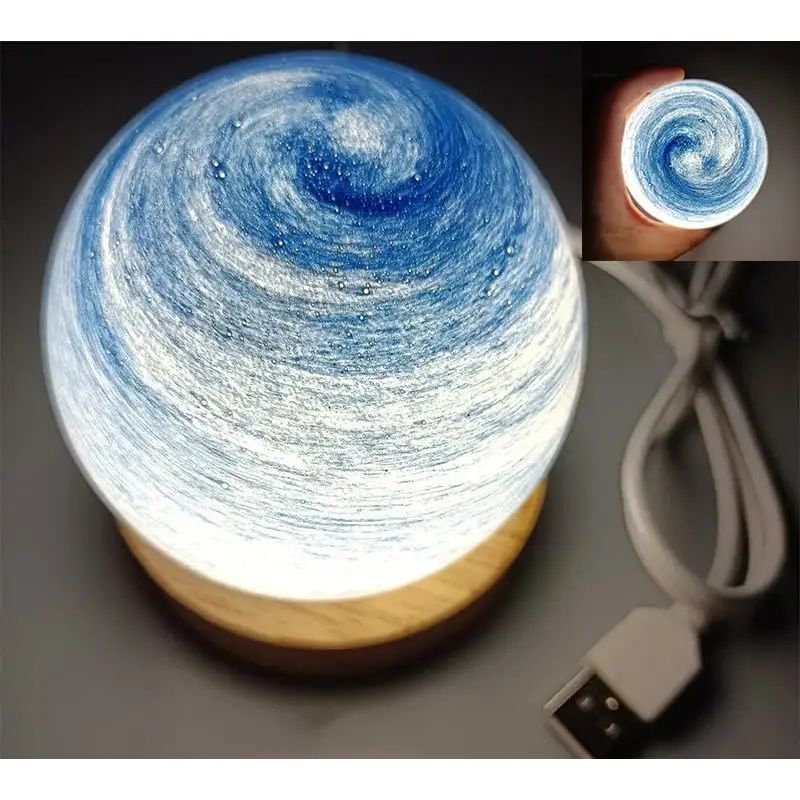Starry Sky LED Planet Night Light with Wooden Base USB Rechargeable - Home & Garden > Lighting > Night Lights & Ambient