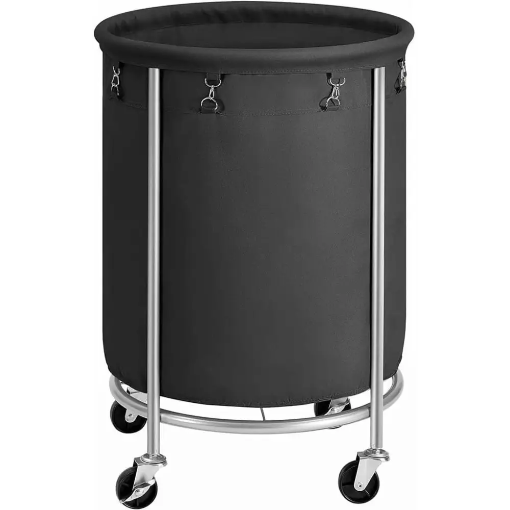 Steel Frame Laundry Basket Wheels Black - Home & Garden > Laundry & Cleaning
