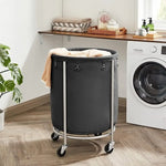 Steel Frame Laundry Basket Wheels Black - Home & Garden > Laundry & Cleaning