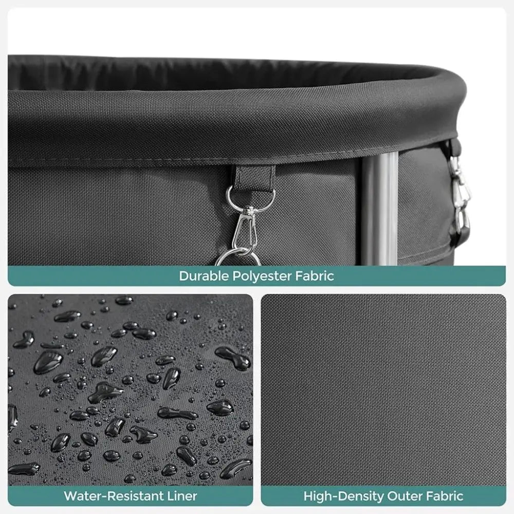 Steel Frame Laundry Basket Wheels Black - Home & Garden > Laundry & Cleaning