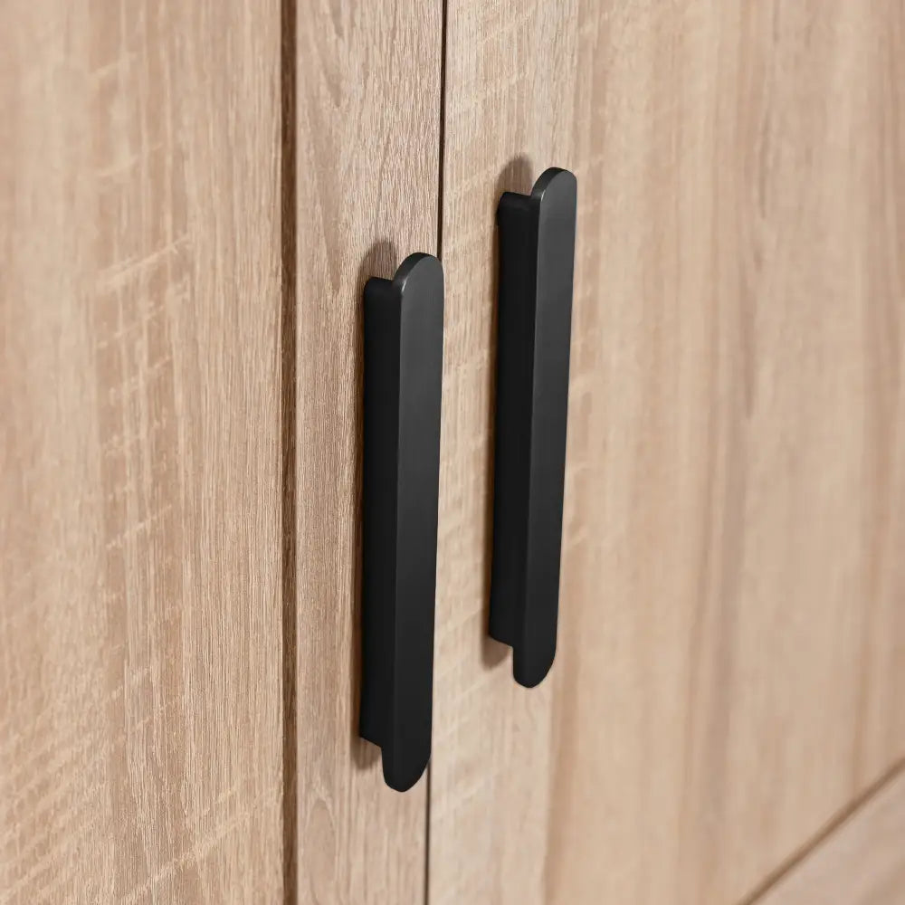 STOCKHOLM STORAGE CUPBOARD HAMPTONS - NATURAL OAK - OVAL BLACK - Home & Garden > Storage > Clothing & Wardrobe Storage