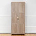 STOCKHOLM STORAGE CUPBOARD HAMPTONS - NATURAL OAK - OVAL BRASS - Home & Garden > Storage > Clothing & Wardrobe Storage