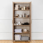 STOCKHOLM STORAGE CUPBOARD HAMPTONS - NATURAL OAK - OVAL BRASS - Home & Garden > Storage > Clothing & Wardrobe Storage