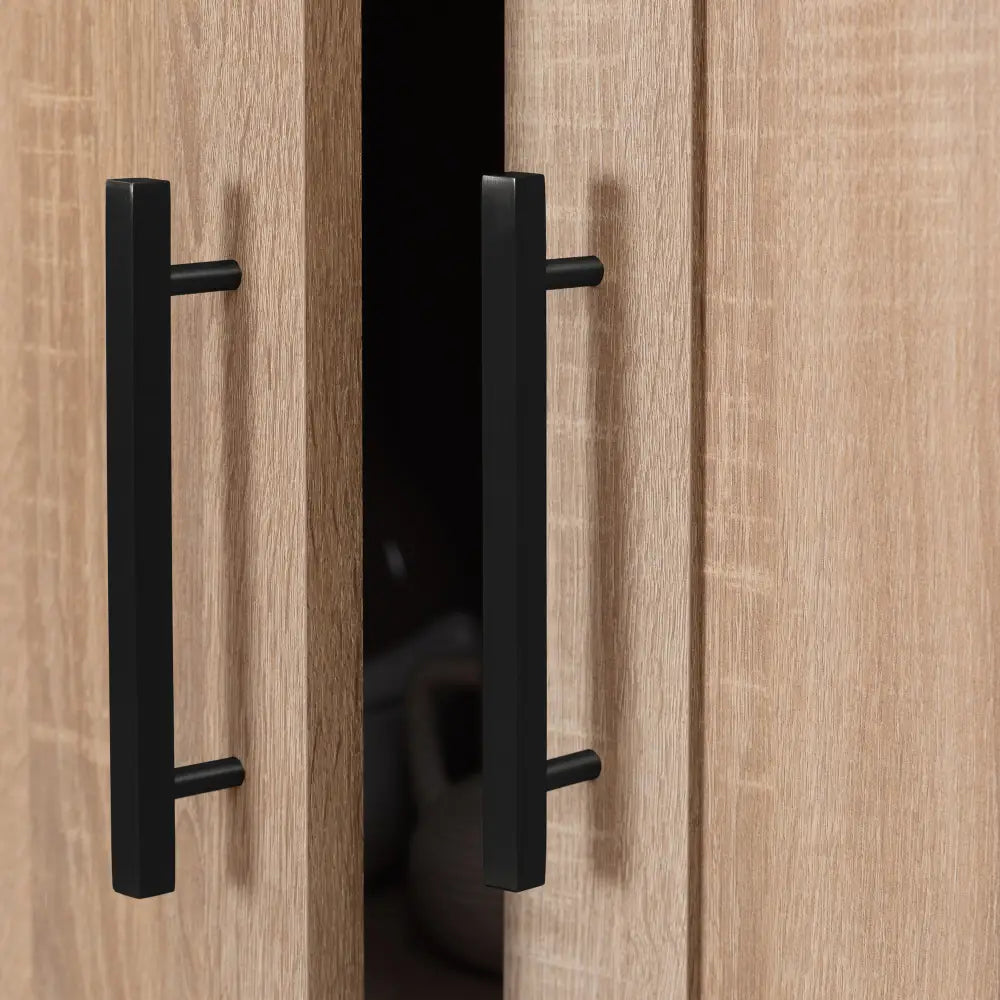 STOCKHOLM STORAGE CUPBOARD HAMPTONS - NATURAL OAK - SQUARE BLACK - Home & Garden > Storage > Clothing & Wardrobe Storage