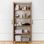 STOCKHOLM STORAGE CUPBOARD HAMPTONS - NATURAL OAK - SQUARE BLACK - Home & Garden > Storage > Clothing & Wardrobe Storage