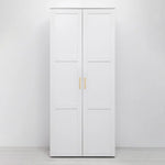 STOCKHOLM STORAGE CUPBOARD HAMPTONS - WHITE - OVAL BRASS - Home & Garden > Storage > Clothing & Wardrobe Storage