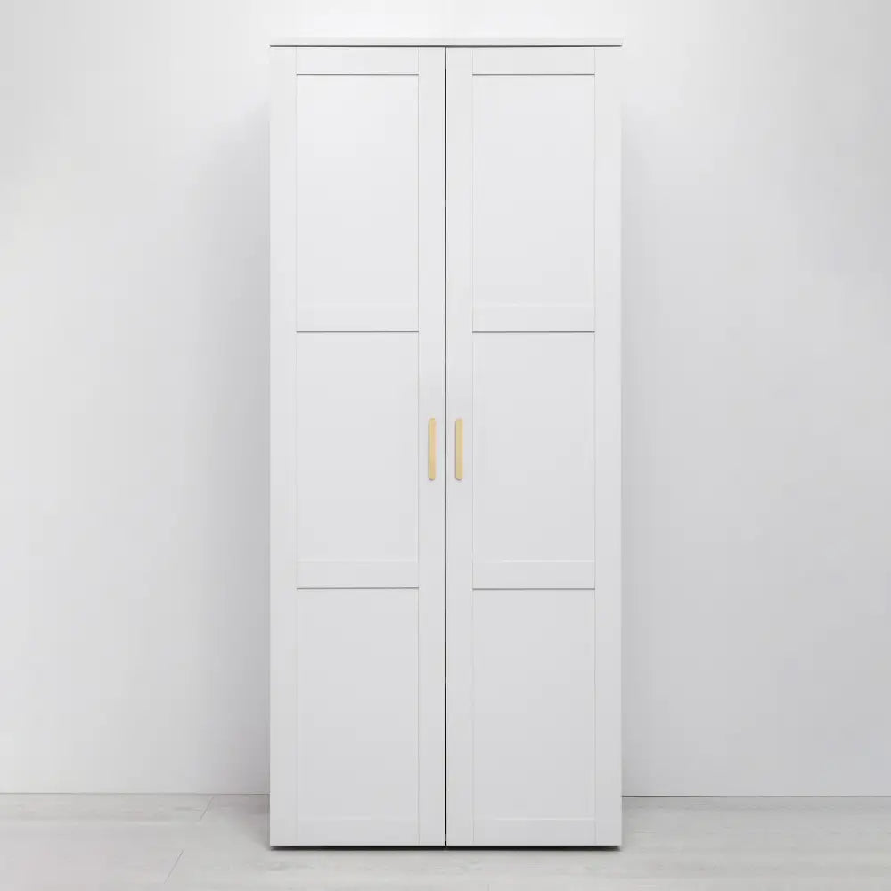 STOCKHOLM STORAGE CUPBOARD HAMPTONS - WHITE - OVAL BRASS - Home & Garden > Storage > Clothing & Wardrobe Storage
